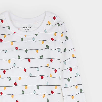 Petit Lem 2 Piece Pj Set in Twinkle Lights on Off-White
