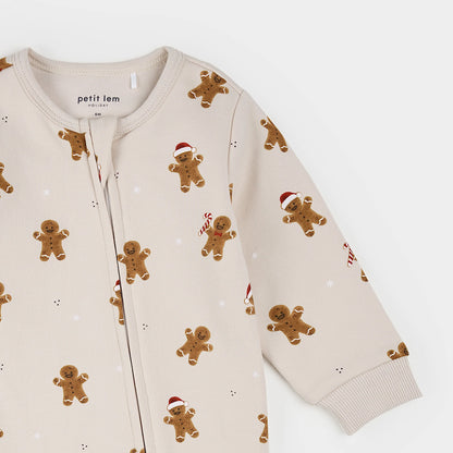 Petit Lem Playsuit in Merry Gingerbread on Cream