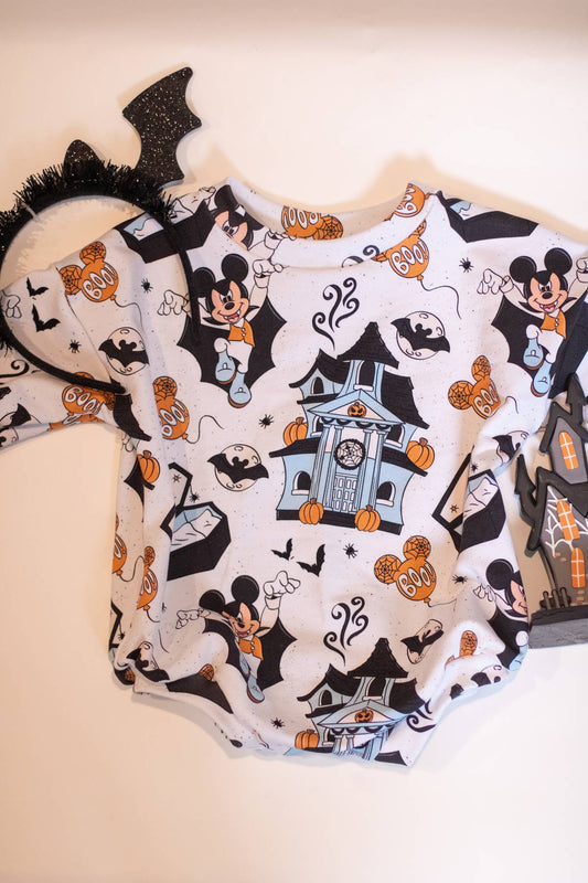 Reese’s Little Pieces Haunted Mouse Long Sleeve Romper