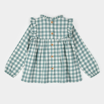 Petit Lem Teal Gingham Brushed Twill Dress Set
