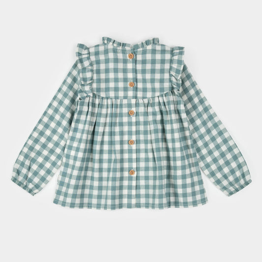 Petit Lem Teal Gingham Brushed Twill Dress Set