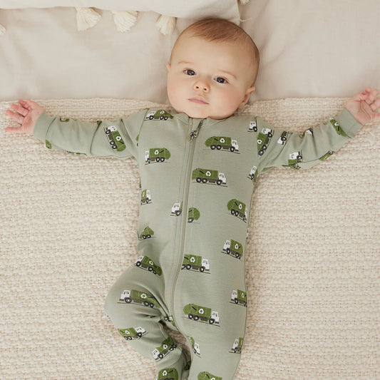 Petit Lem Footed Sleeper in Recycling Trucks