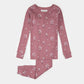 Petit Lem Ribbed 2 Piece Pj Set in White Flowers on Mauve