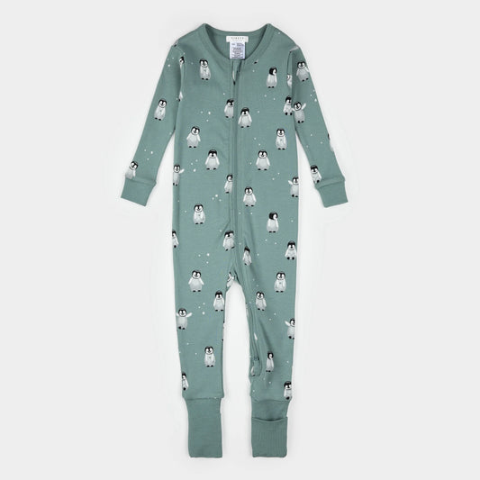 Petit Lem Convertible Sleeper in Baby Penguin on Teal