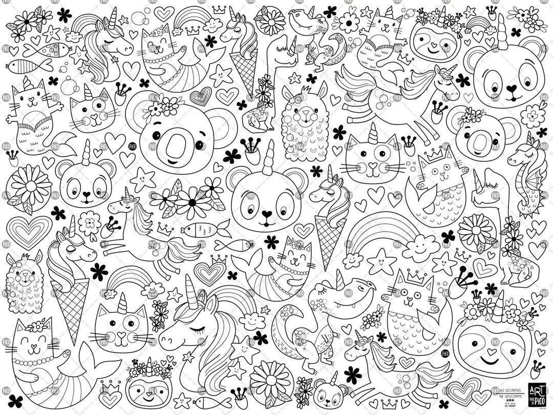 Pico Giant Colouring Page - Unicorns