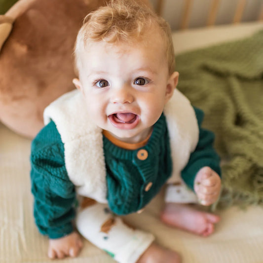 Souris Mini Teal Knit Baby Cardigan