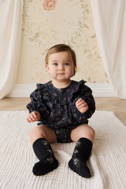 Jamie Kay Tasha Floral Jacquard Sock in Black Beauty