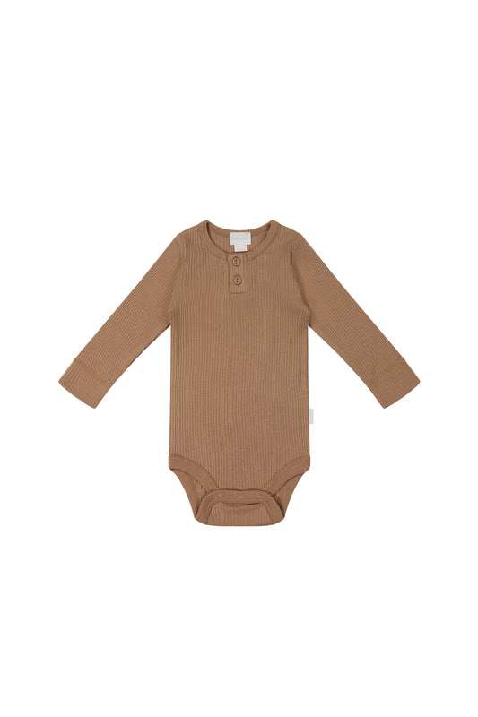 Jamie Kay Organic Cotton Modal Long Sleeve Bodysuit in Cavern Clay