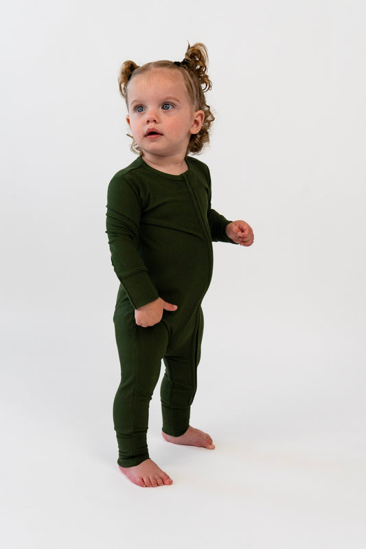 Belan J Foldover Cuff Footless Ribbed Bamboo Sleeper in Forest Green