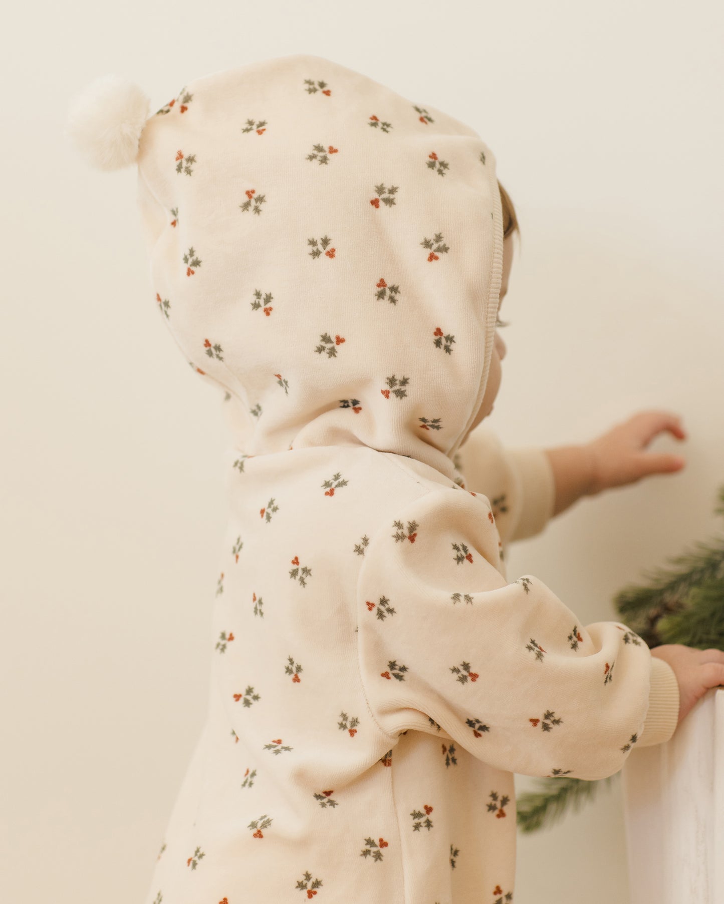 Quincy Mae Velour Zip Jumpsuit in Holly Berry