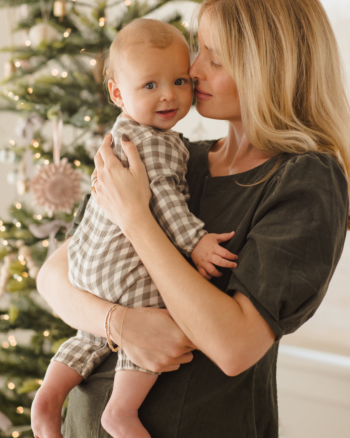 Quincy Mae Woven Jumpsuit in Forest Check