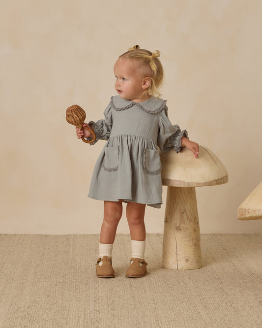 Quincy Mae Marisol Dress in Steel Blue