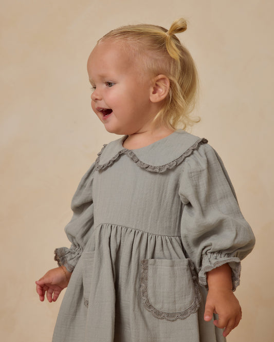 Quincy Mae Marisol Dress in Steel Blue