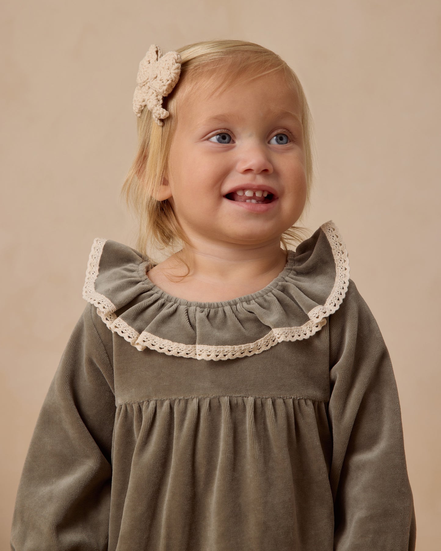 Quincy Mae Velour Dress in Forest