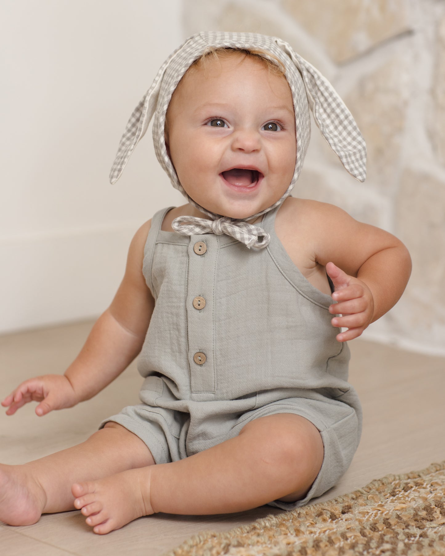 Quincy Mae Bunny Bonnet in Sage Gingham