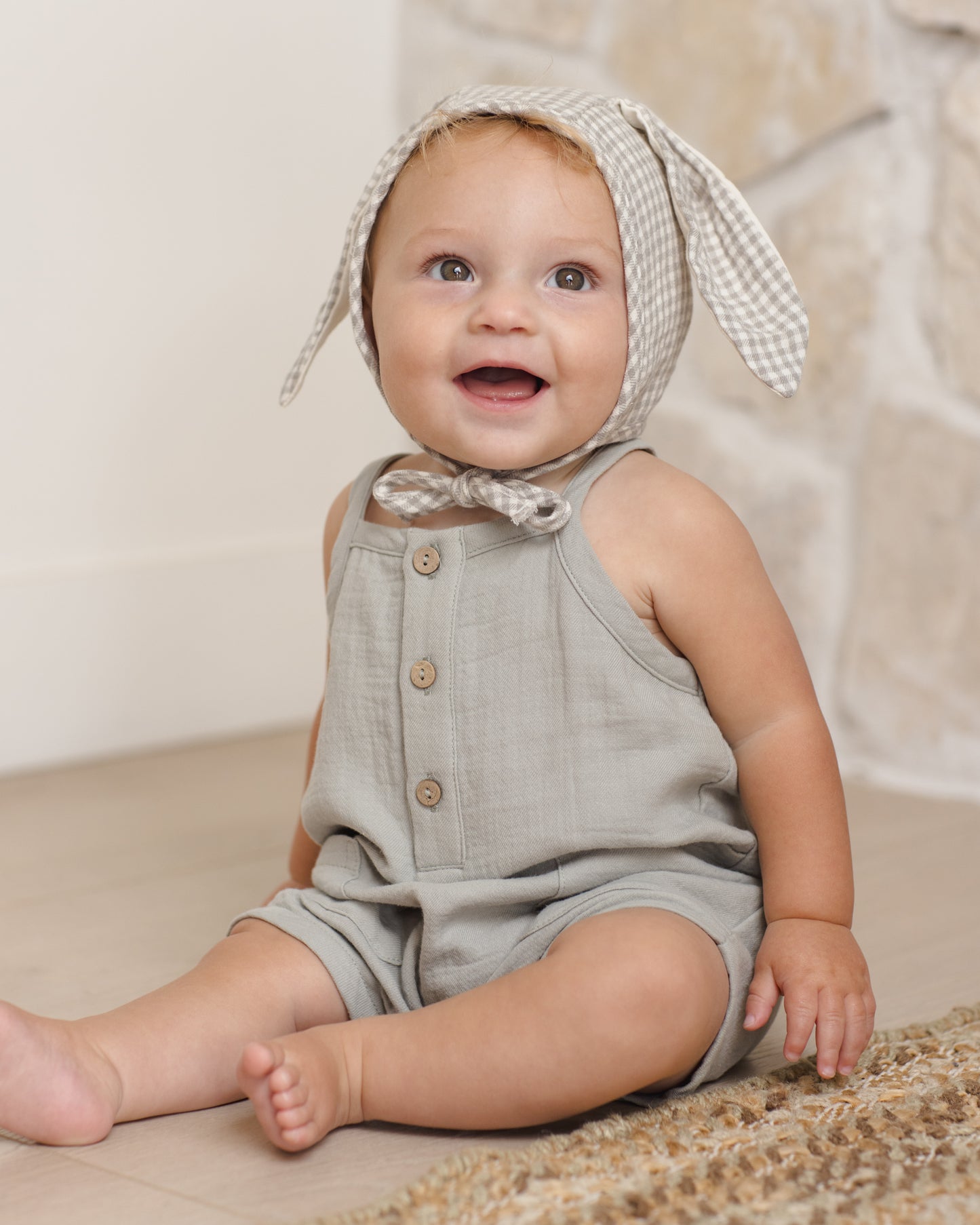 Quincy Mae Oakley Romper in Sage