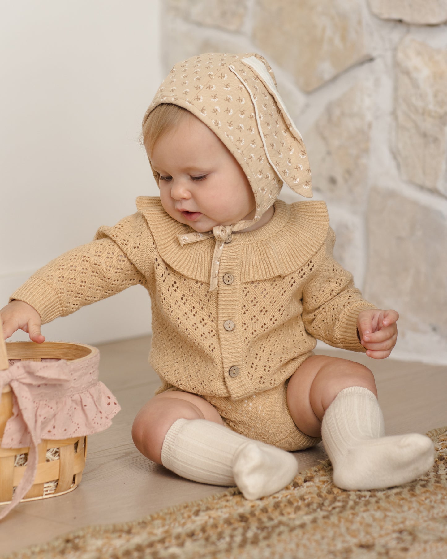 Quincy Mae Sock Set in Natural/Sage