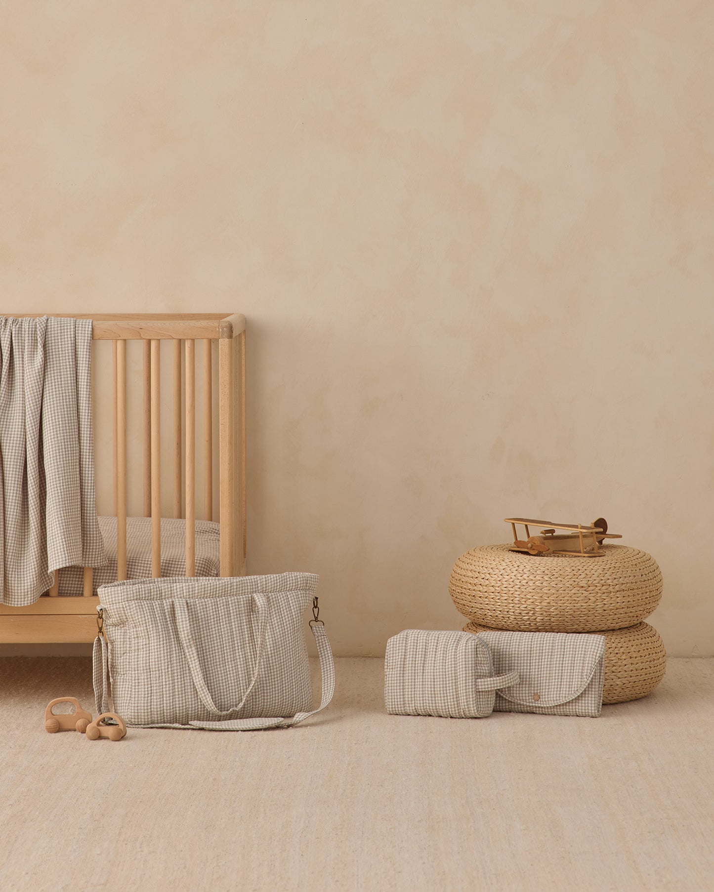 Quincy Mae Diaper Bag & Changing Mat in Sage Gingham