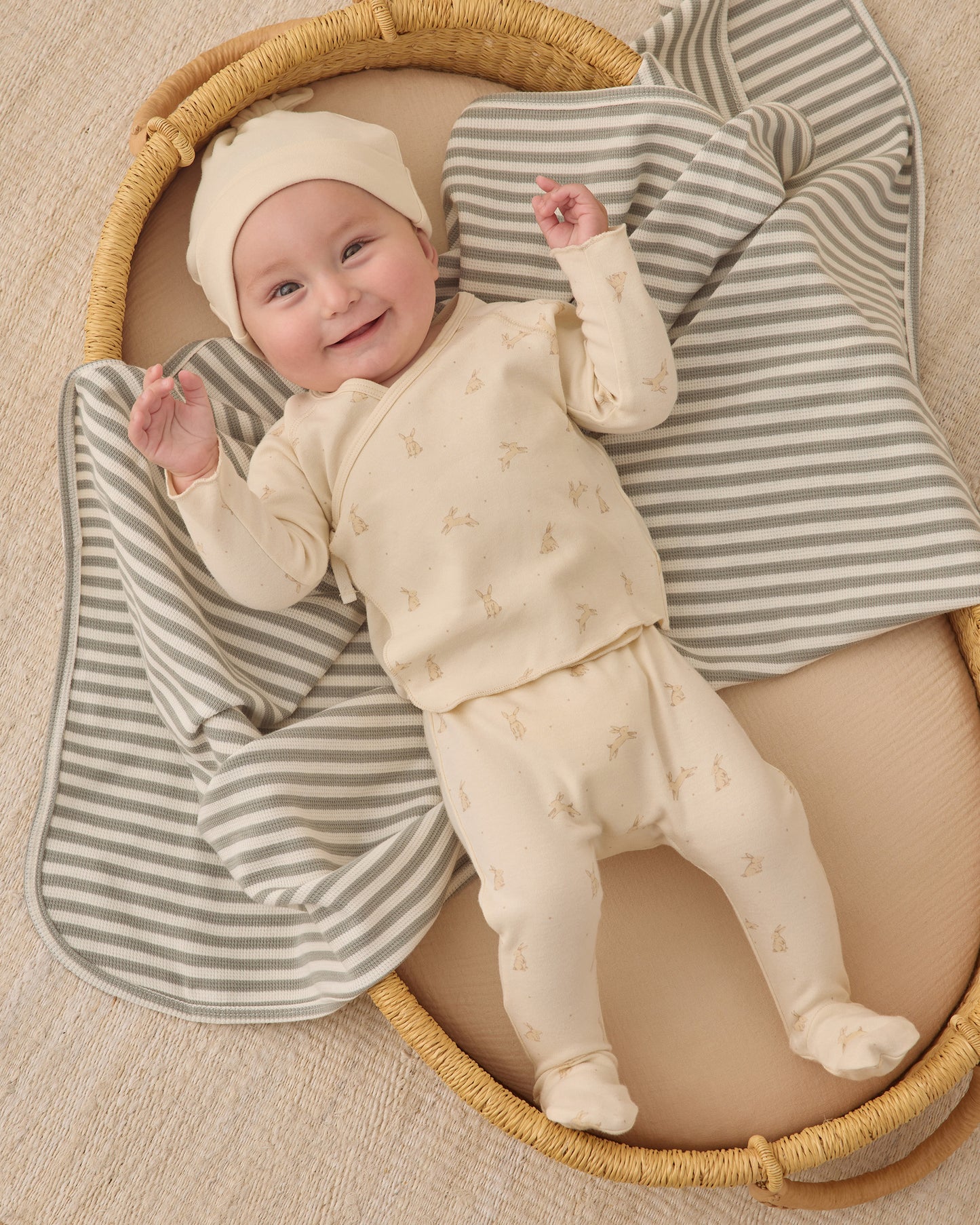 Quincy Mae Wrap Top & Footed Pant Set  in Bunnies