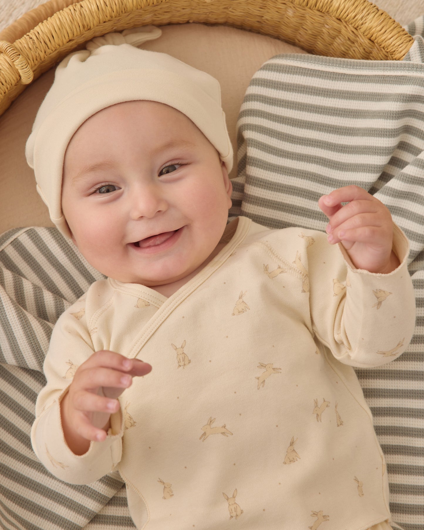 Quincy Mae Wrap Top & Footed Pant Set  in Bunnies