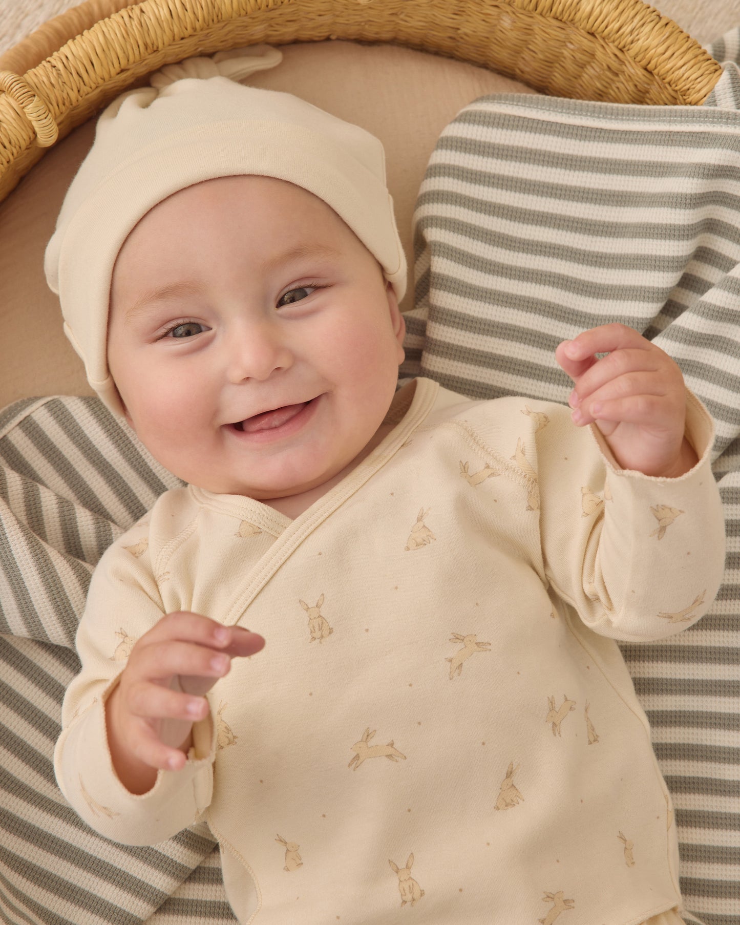 Quincy Mae Wrap Top & Footed Pant Set  in Bunnies