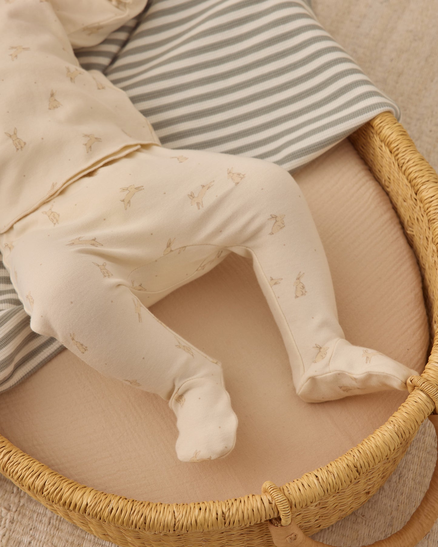 Quincy Mae Wrap Top & Footed Pant Set  in Bunnies