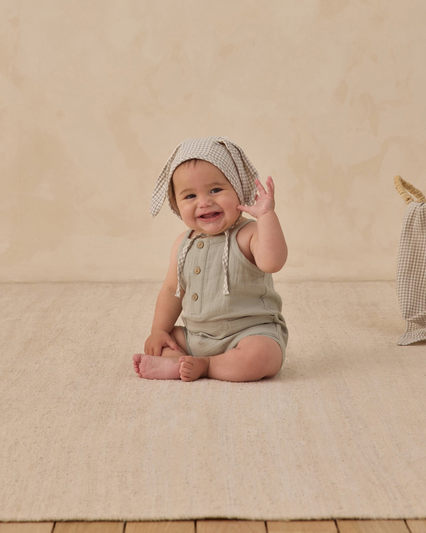 Quincy Mae Bunny Bonnet in Sage Gingham