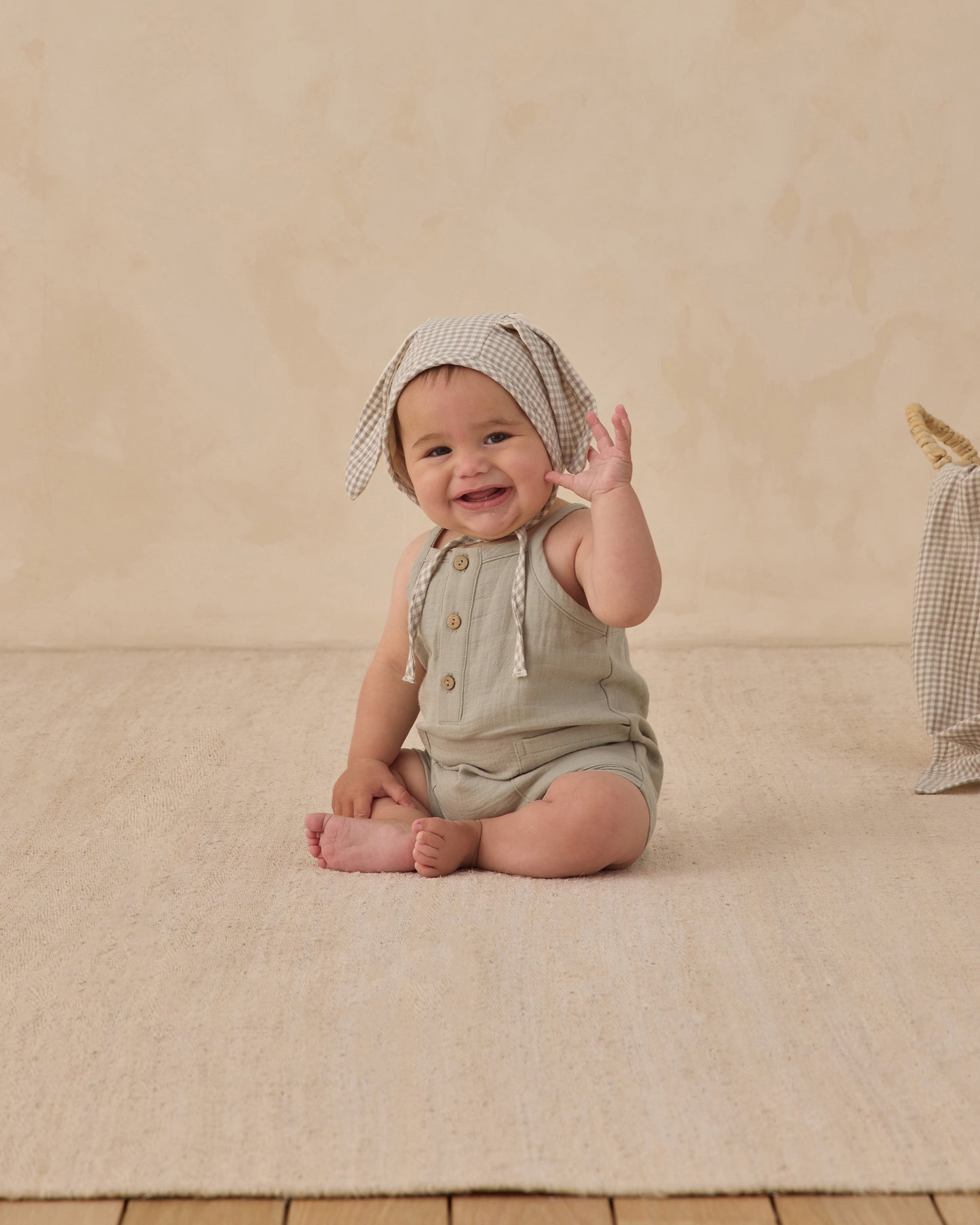 Quincy Mae Oakley Romper in Sage