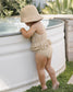 Quincy Mae Ruffled One Piece Swimsuit in Honey Stripe