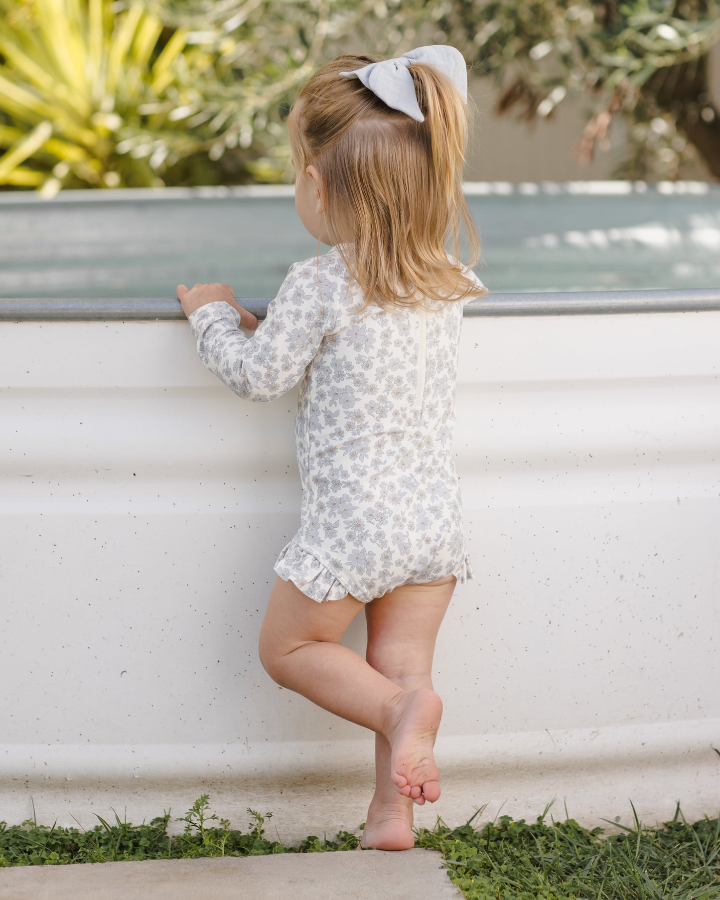 Quincy Mae Olivia Rashguard One-piece in Blue Floral