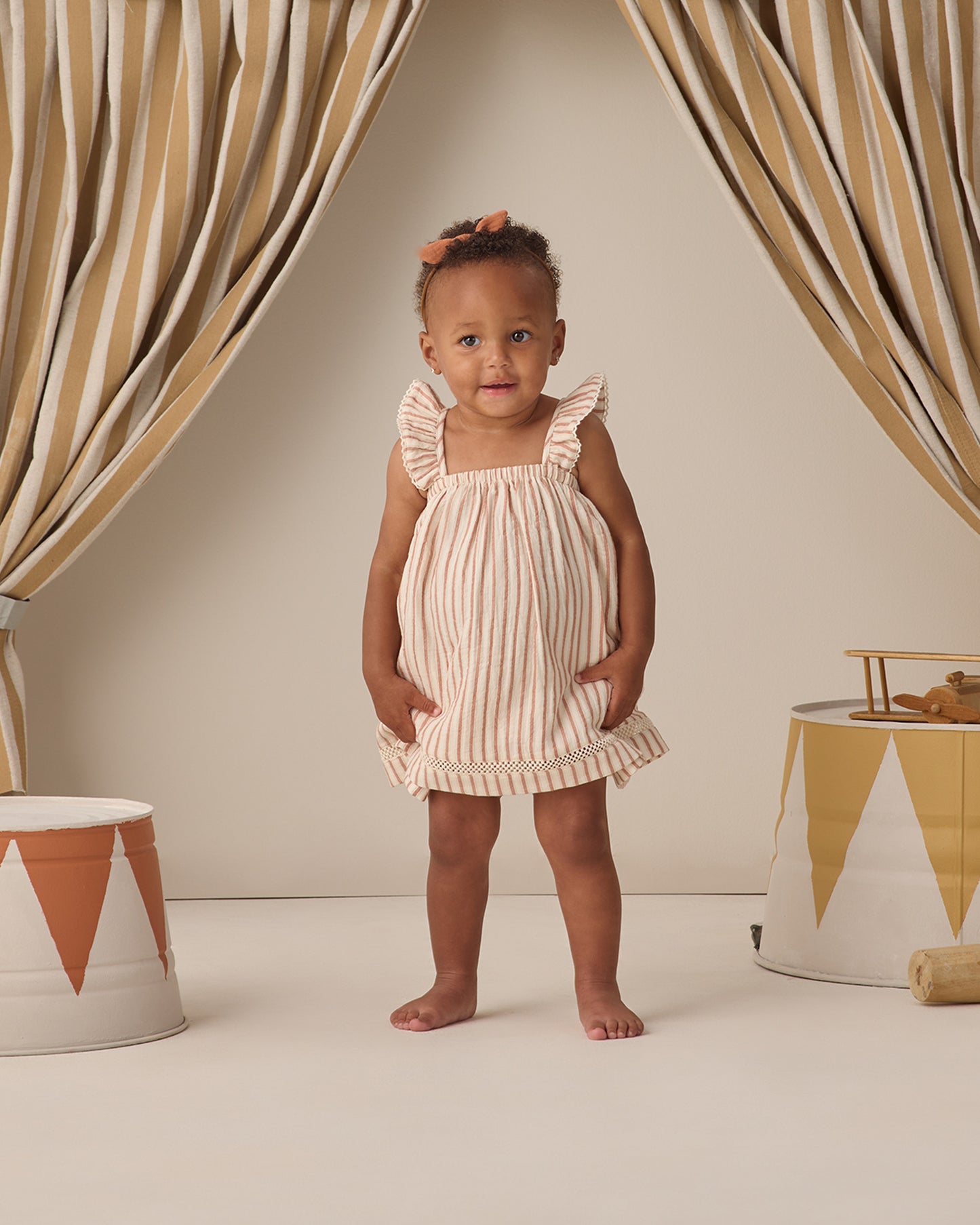 Quincy Mae Ruffle Tank Dress in Vintage Stripe