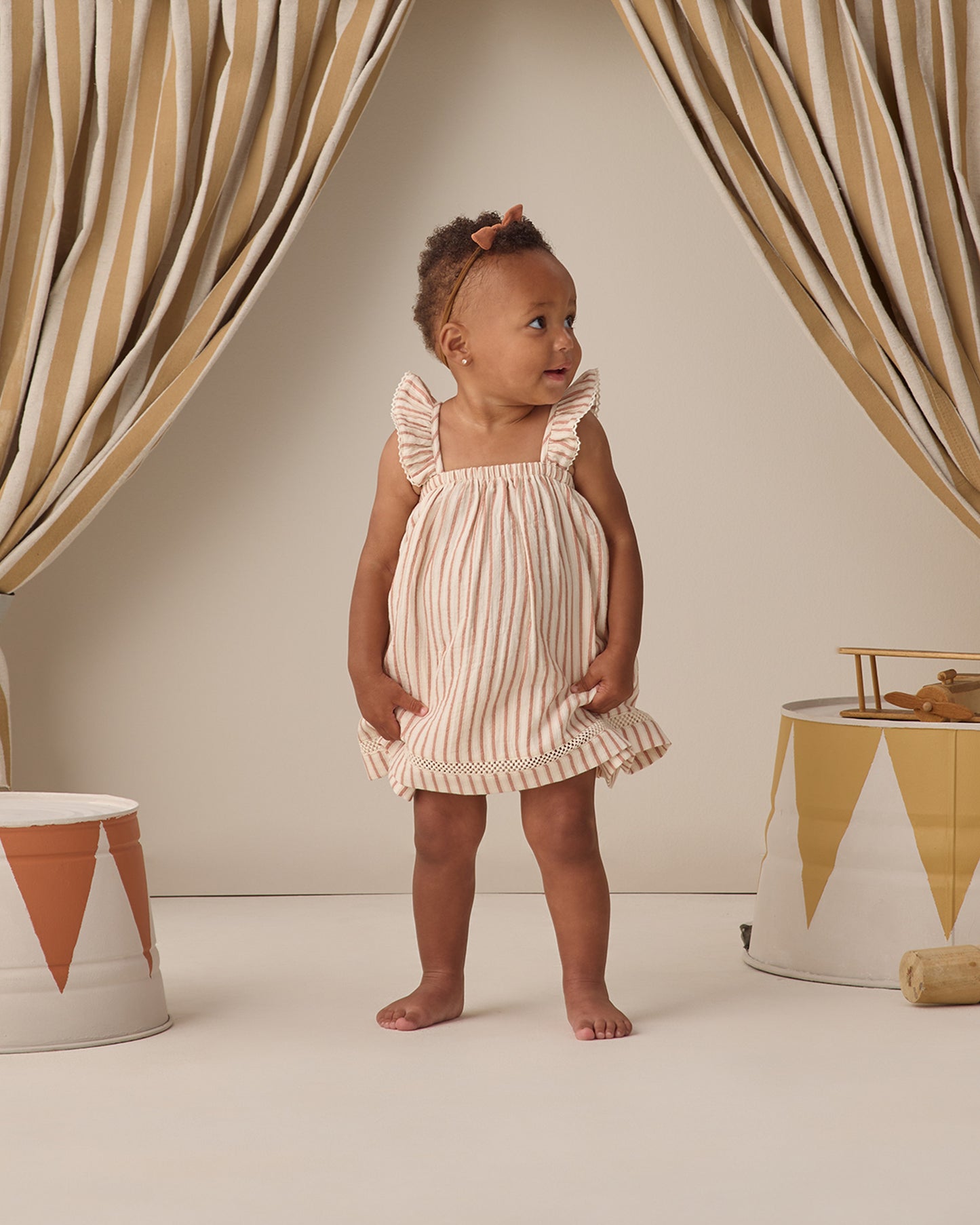 Quincy Mae Ruffle Tank Dress in Vintage Stripe