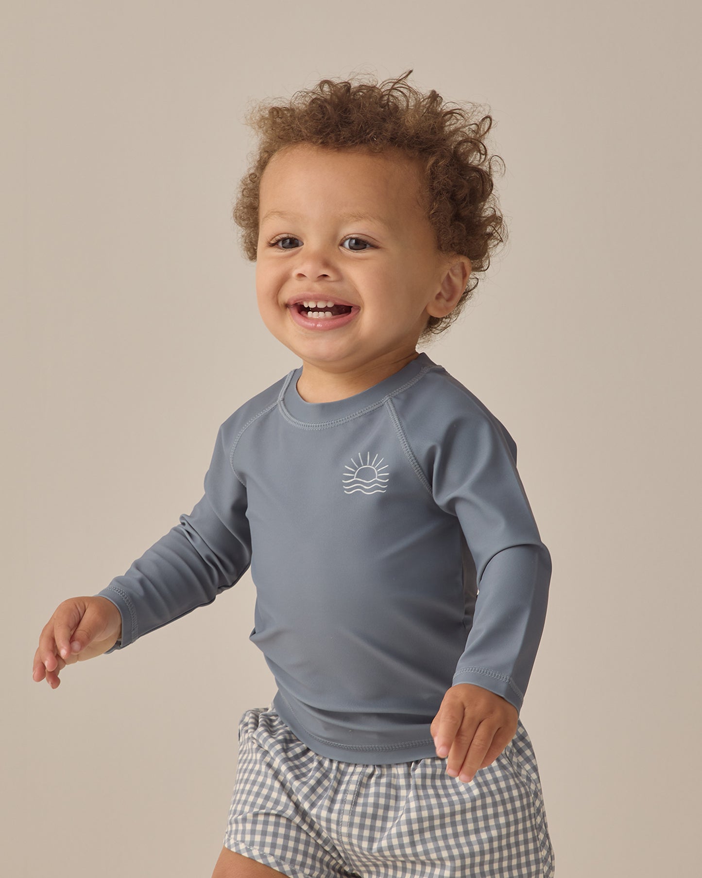 Quincy Mae Swim Short in Ocean Gingham