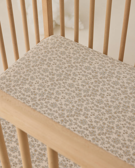 Quincy Mae Bamboo Crib Sheet in Blue Floral