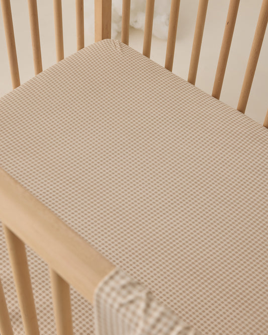 Quincy Mae Bamboo Crib Sheet in Oat Gingham
