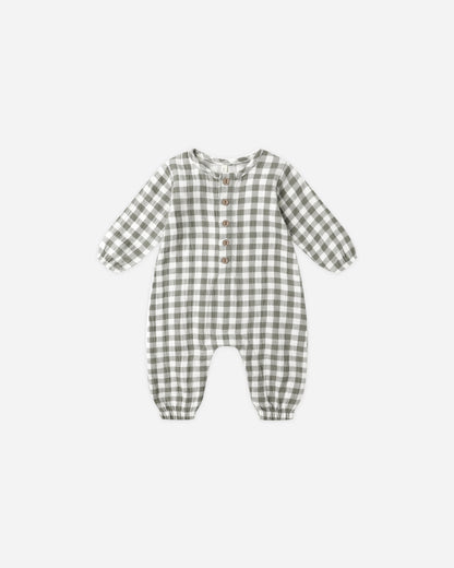 Quincy Mae Woven Jumpsuit in Forest Check