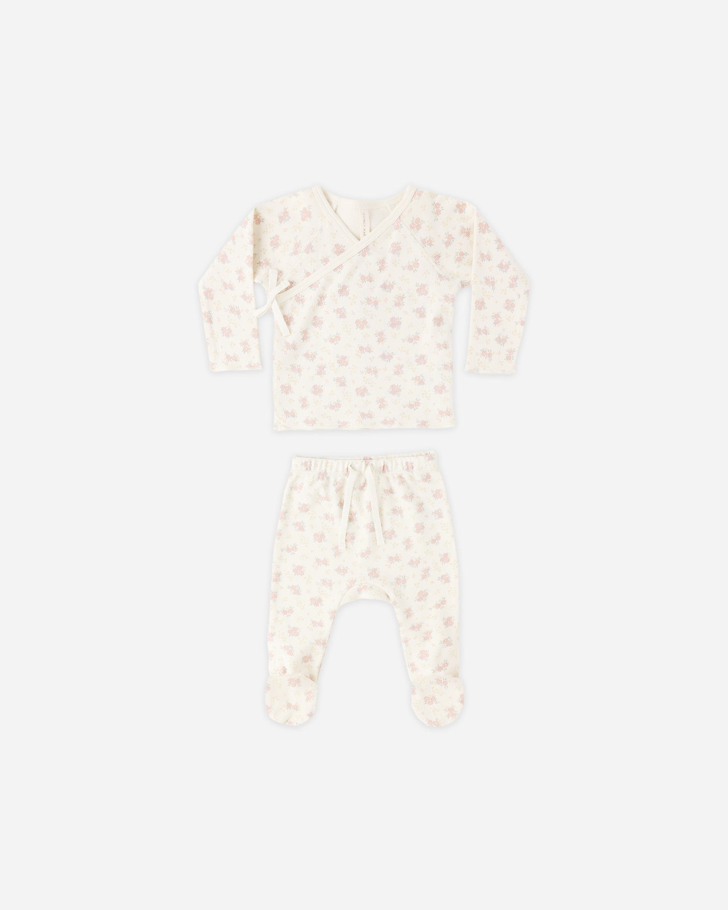 Quincy Mae Wrap Top & Footed Pant Set in Flower Field