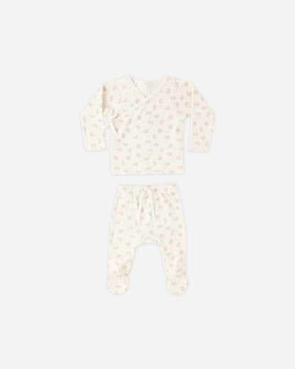 Quincy Mae Wrap Top & Footed Pant Set in Flower Field