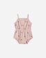 Quincy Mae Waffle Cinch Romper in Pink Daisy