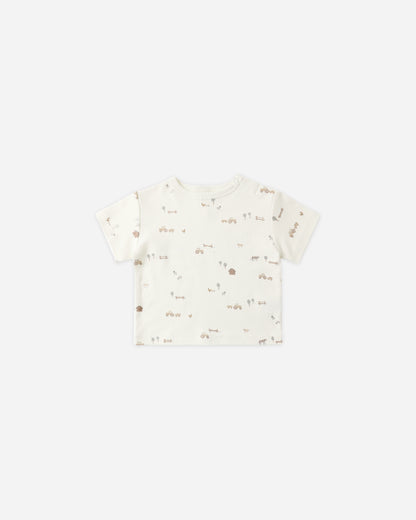 Quincy Mae Boxy Tee in Farm Print