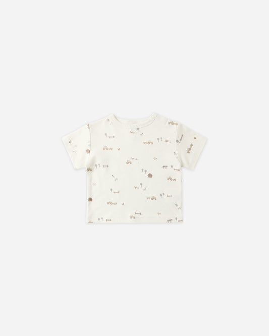 Quincy Mae Boxy Tee in Farm Print