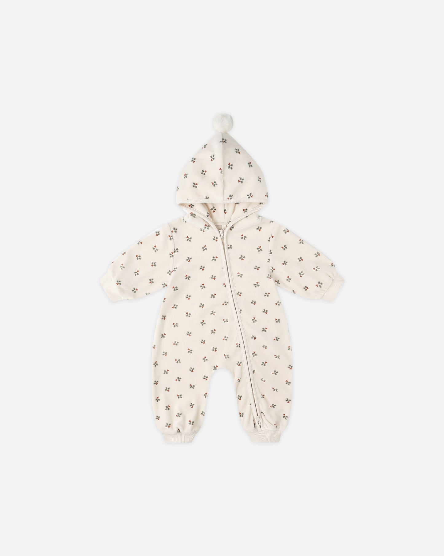 Quincy Mae Velour Zip Jumpsuit in Holly Berry