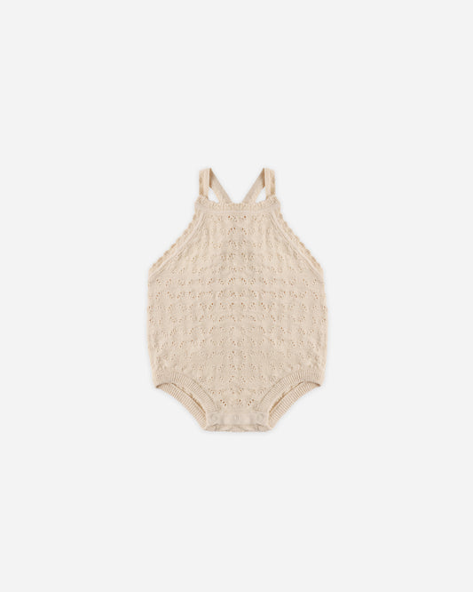 Quincy Mae Annie Knit Romper in Ecru