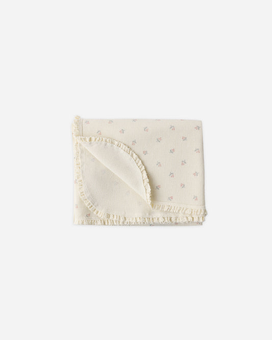 Quincy Mae Waffle Baby Blanket in Mauve Ditsy