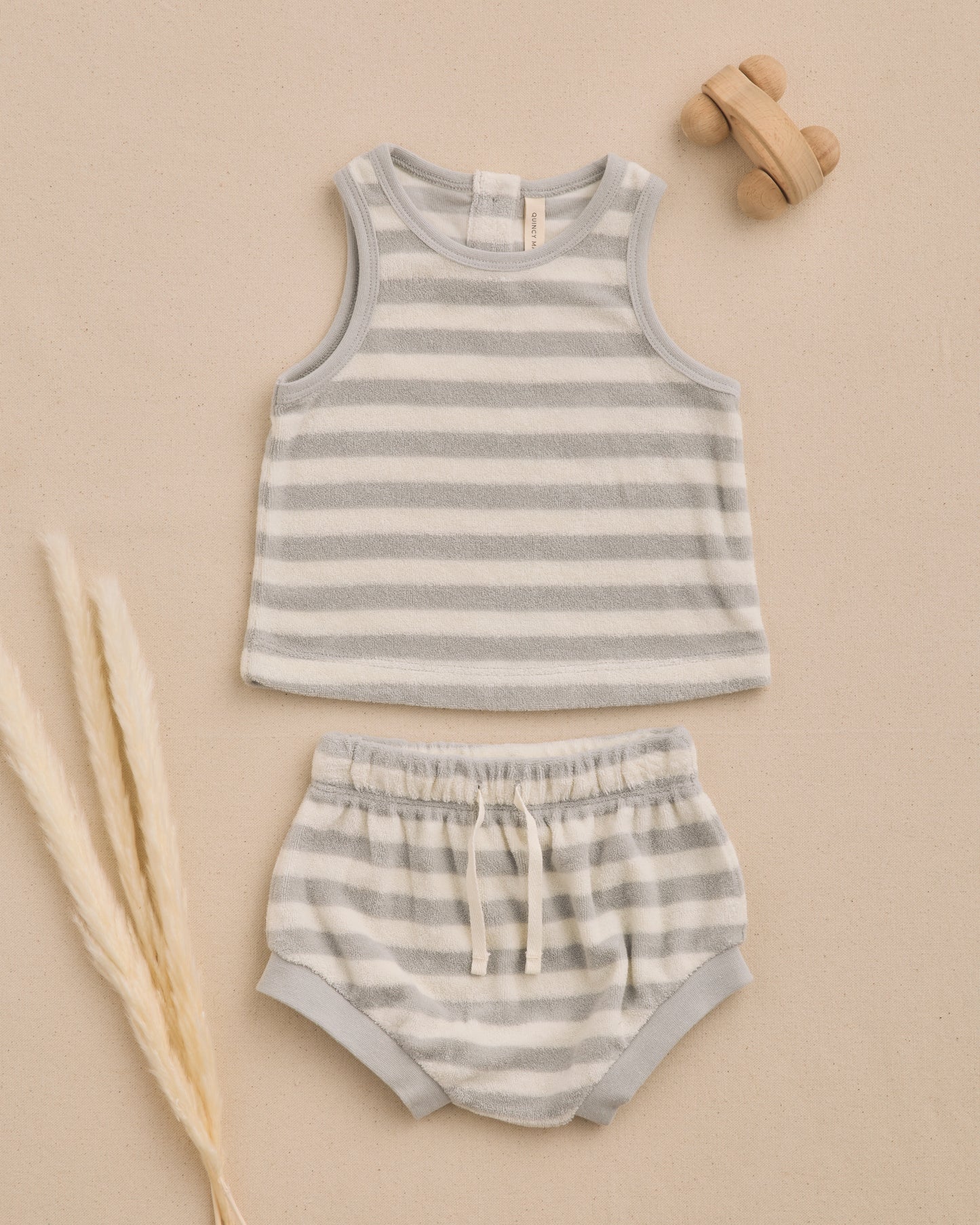 Quincy Mae Terry Tank & Short Set in Sky Stripe