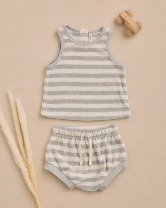 Quincy Mae Terry Tank & Short Set in Sky Stripe