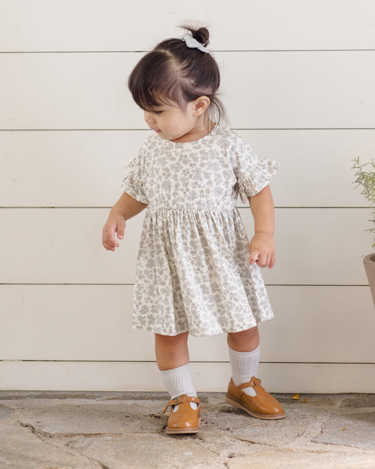 Quincy Mae Bamboo Babydoll Dress in Blue Floral