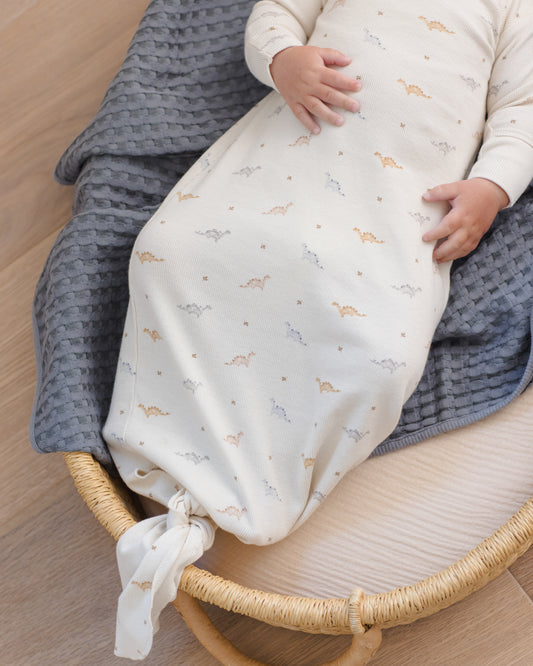 Quincy Mae Knotted Baby Gown & Hat Set in Dinos