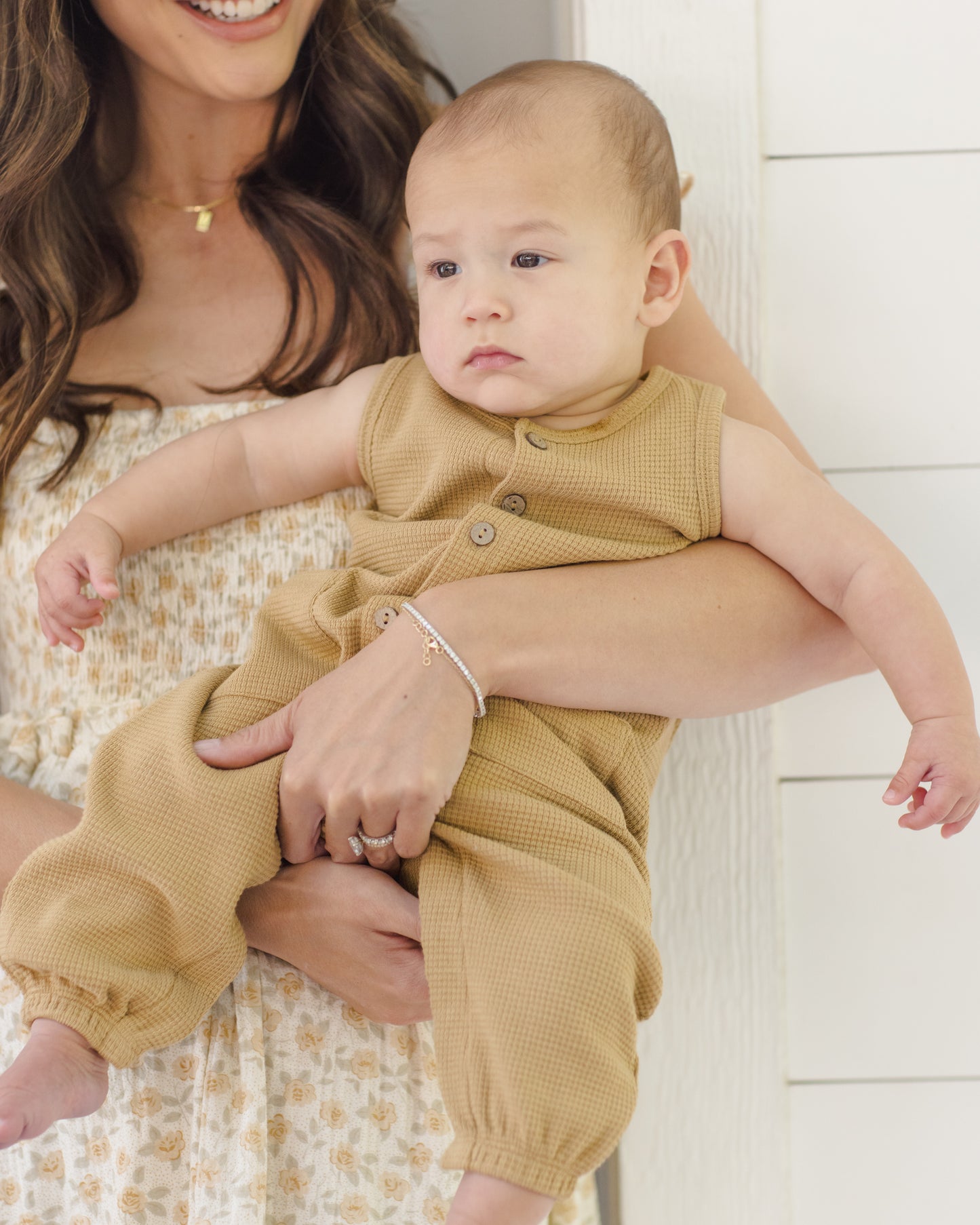 Quincy Mae Waffle Jumpsuit in Honey