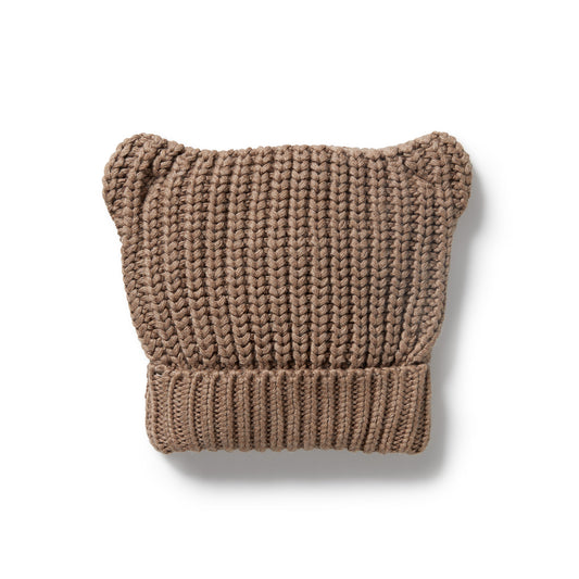 Wilson & Frenchy Knit Bear Hat in Coco Speckle